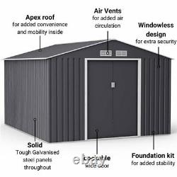BillyOh Ranger Apex Dark Grey Metal Garden Storage Shed With Foundation Kit