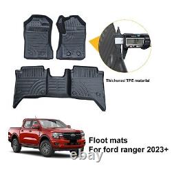 For Ford Ranger Wildtrak 2023-2024 D/CAB 3D Tailored Floor Mats TPE Rubber Tray