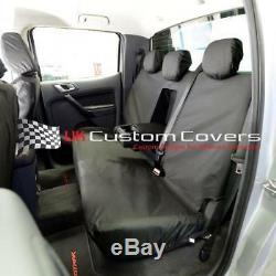 Ford Ranger Double Cab T6 Waterproof Heavy Duty Rear Seat Covers Black 156 Hd