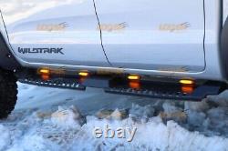 Ford Ranger Heavy Duty Side Steps LED Carbon Steel 2012-2023 T6 T7 T8 TÜV / ABE