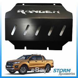 Heavy Duty Front Steel Skid Plate Protection Black Logo For Ford Ranger 12+