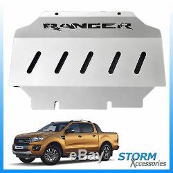 Heavy Duty Front Steel Skid Plate Protector Grey Logo For Ford Ranger 2012+