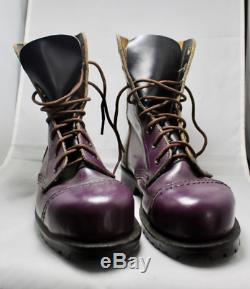 Heavy-duty, Purple Leather, Steel-toe Rangers Boots, Made in England, Size 4UK