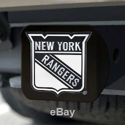 New York Rangers Heavy Duty 3-D Chrome Emblem Black Chrome Metal Hitch Cover