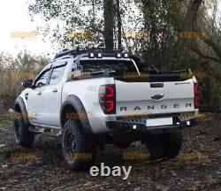 Rear Bumper with LED Lights Black Heavy-Duty for Ford Ranger 2012-2021 T6 T7 T8