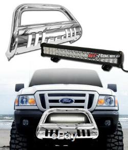 S/S Chrome Bull Bar Bumper Grill Guard+120W CREE LED Light For 98-11 Ford Ranger