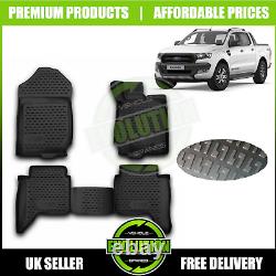 TO FIT Ford Ranger Double Cab 11-22 Full Rubber Mat Set Tailored Heavy Duty Mats