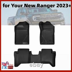 TPE Rubber Floor Mats Deep Tray Mud Mats for NEW Ford Ranger 2023+ T9 Double Cab