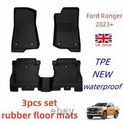 TPE Rubber Floor Mats for NEW Ford Ranger 2023 T9 Wildtrak Deep Tray Mud Mats UK