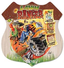 The Lawn Ranger Shield Shaped 15 Heavy Duty USA Made Metal Home Decor Sign
